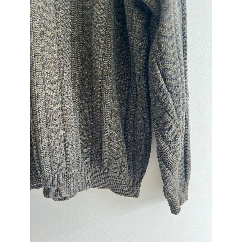 Oscar de la Renta L Green Cable Knit Crewneck Sweater 90s Dadcore Old Money - Picture 3 of 8